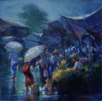 Flower Market in Rain