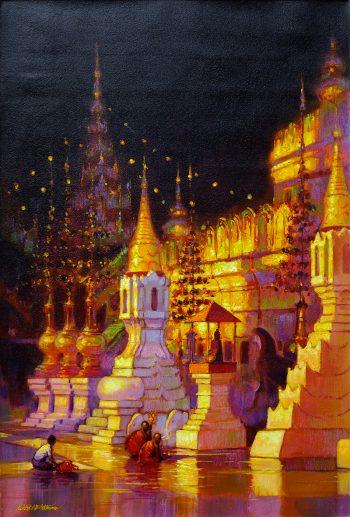 Shwe Zi Gon Pagoda at Night (Bagan, Myanmar)