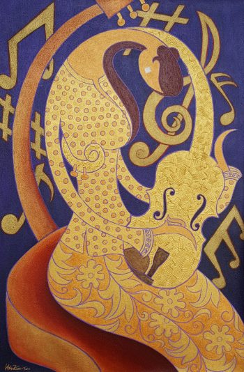 Win-Zaw-Music-and-Lady-(2)-(2015)-24x36-Acrylic