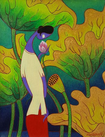 Win-Zaw-The-Picker-of-Lotus-(1)-(2016)-14x18-Acrylic