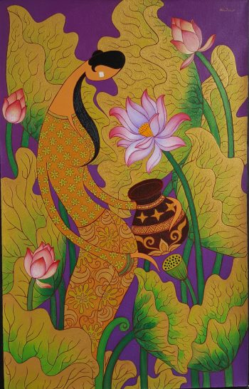 Win-Zaw-Time-of-Carrying-Water-(2016)-42x66-Acrylic