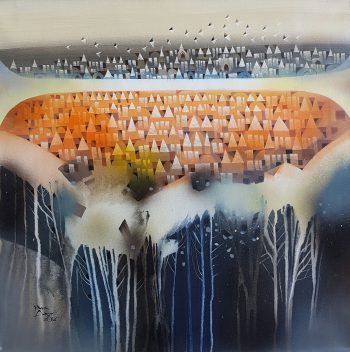 Ye-Win-Aung-My-Town-(2)-(2016)-24x24-Acrylic-and-Spray-on-Canvas