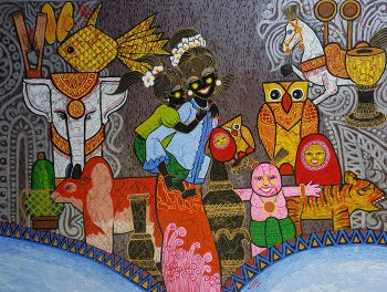 Aung-Min-Min-Myanmar-Traditional-Toys-and-Sisters-(2016)-36x48-Acrylic