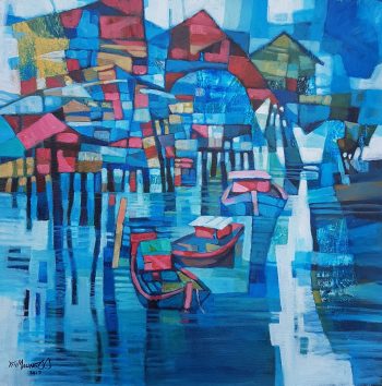 Tin-Maung-Oo-The-Boats-(2017)-24x24-Acrylic