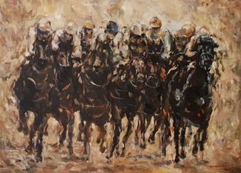 Horse-Racing (3) - Myint Soe - Myanmar Artist
