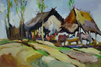 U-Lun-Gywe-Village-Life-(1)-(2011)-2x36-Oil