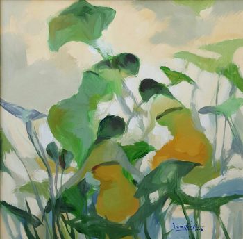 U-Lun-Gywe-With-the-Lotus-Leaves-(2006)-36x36-Oil