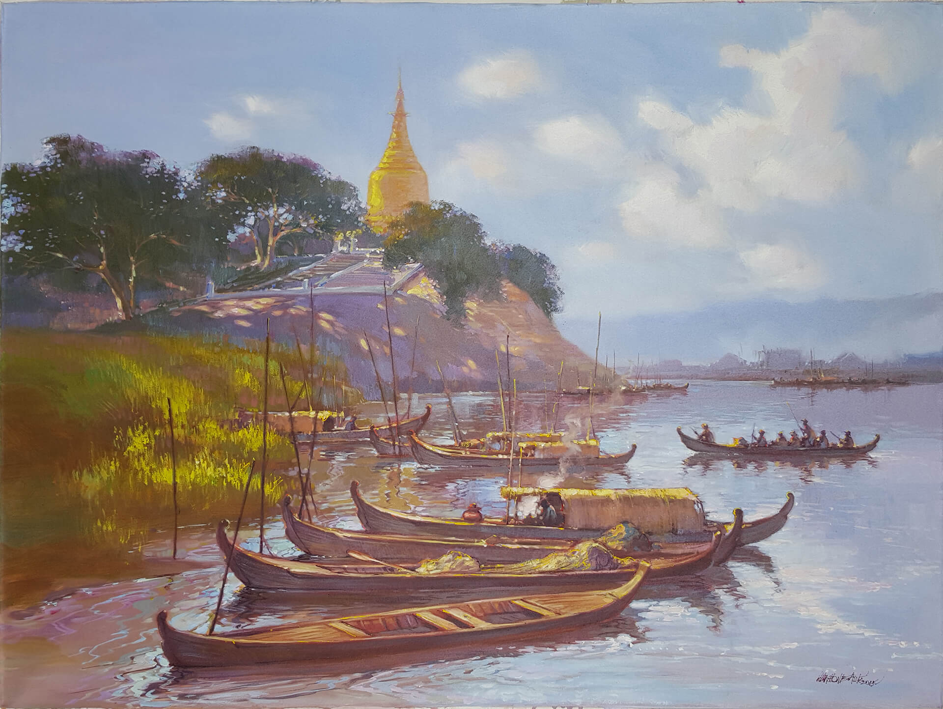 Hla-Phone-Aung-Lawkananda-Pagoda-(Bagan)-2015-36x48-Acrylic