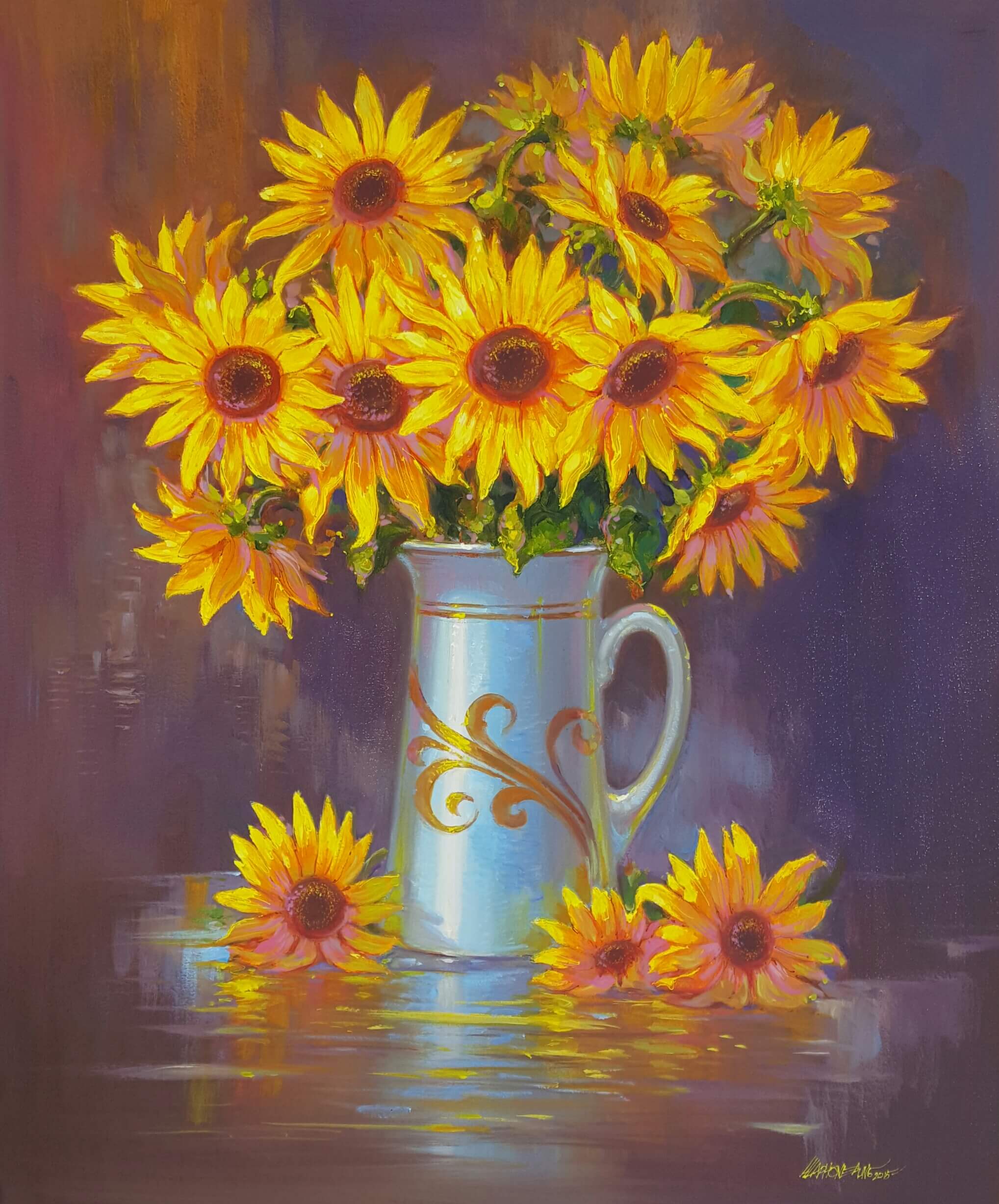 Hla-Phone-Aung-Sunflower-(1)-2015-30x36-Acrylic